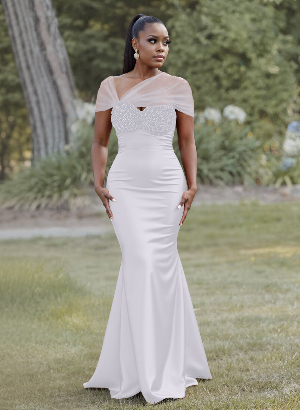 Elegant Trumpet/Mermaid Sweetheart Floor-Length Charmeuse Bridesmaid Dresses With Beading, product image 39