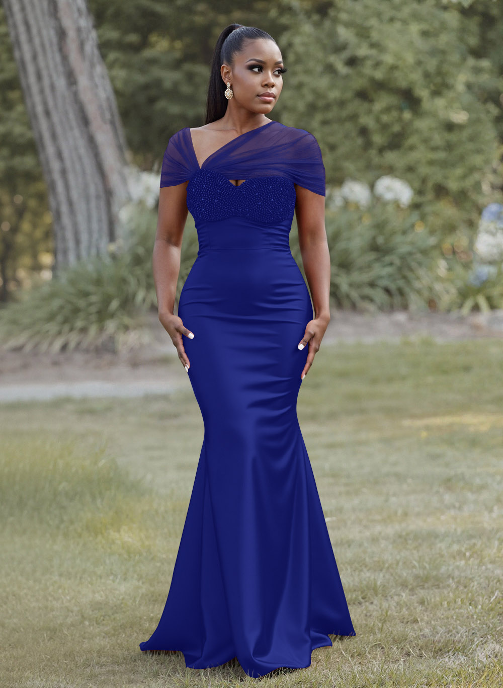 Elegant Trumpet/Mermaid Sweetheart Floor-Length Charmeuse Bridesmaid Dresses With Beading, product image 35