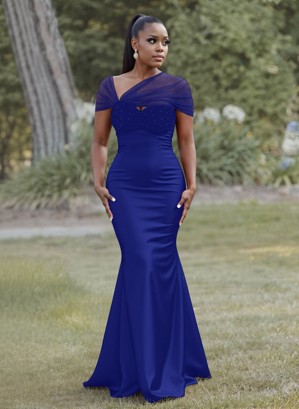 Elegant Trumpet/Mermaid Sweetheart Floor-Length Charmeuse Bridesmaid Dresses With Beading, product image 35