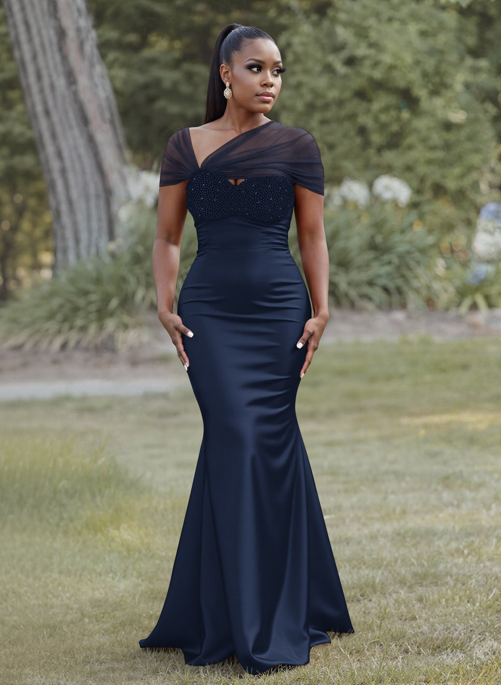 Elegant Trumpet/Mermaid Sweetheart Floor-Length Charmeuse Bridesmaid Dresses With Beading, product image 29