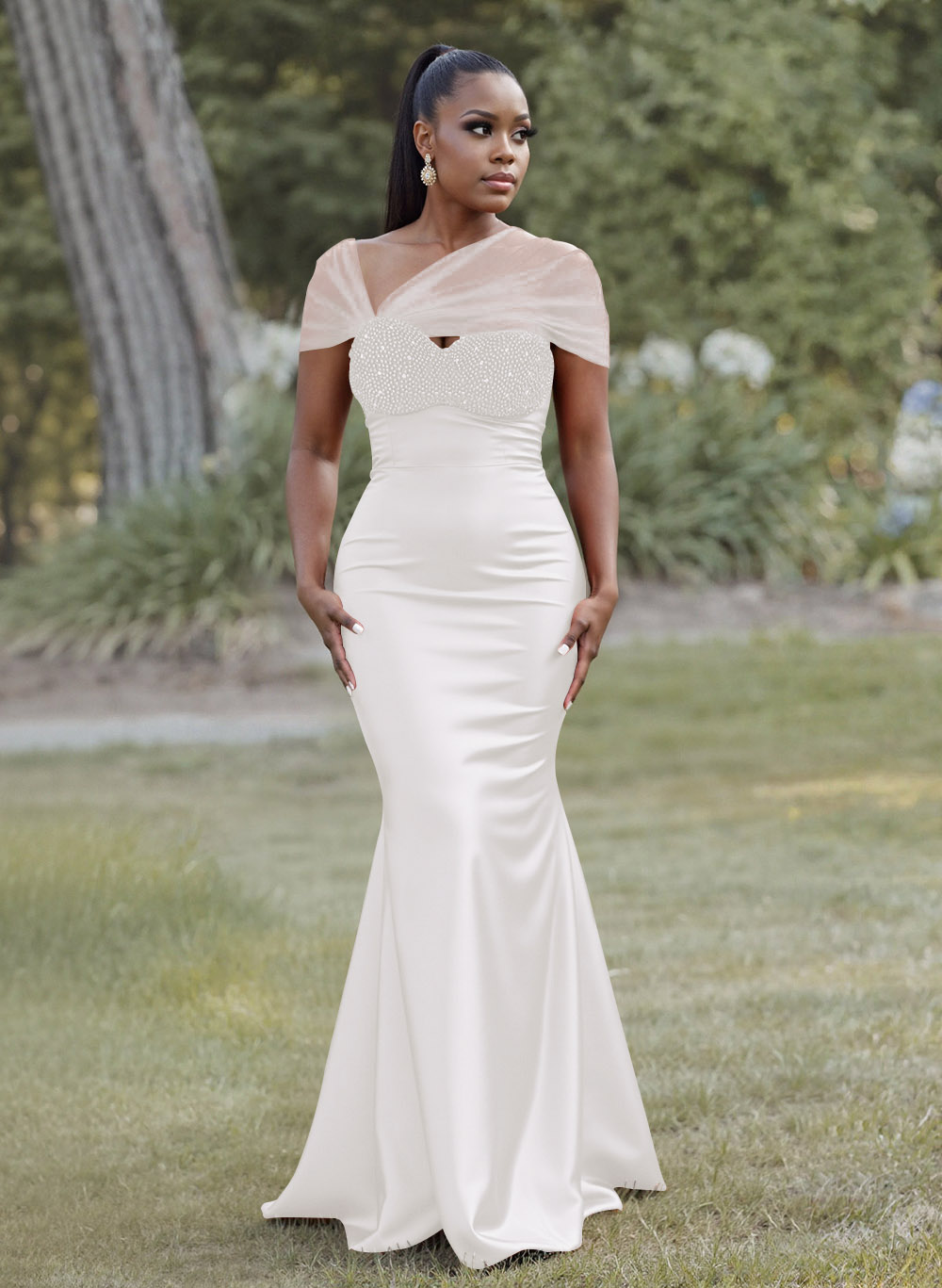 Elegant Trumpet/Mermaid Sweetheart Floor-Length Charmeuse Bridesmaid Dresses With Beading, product image 23