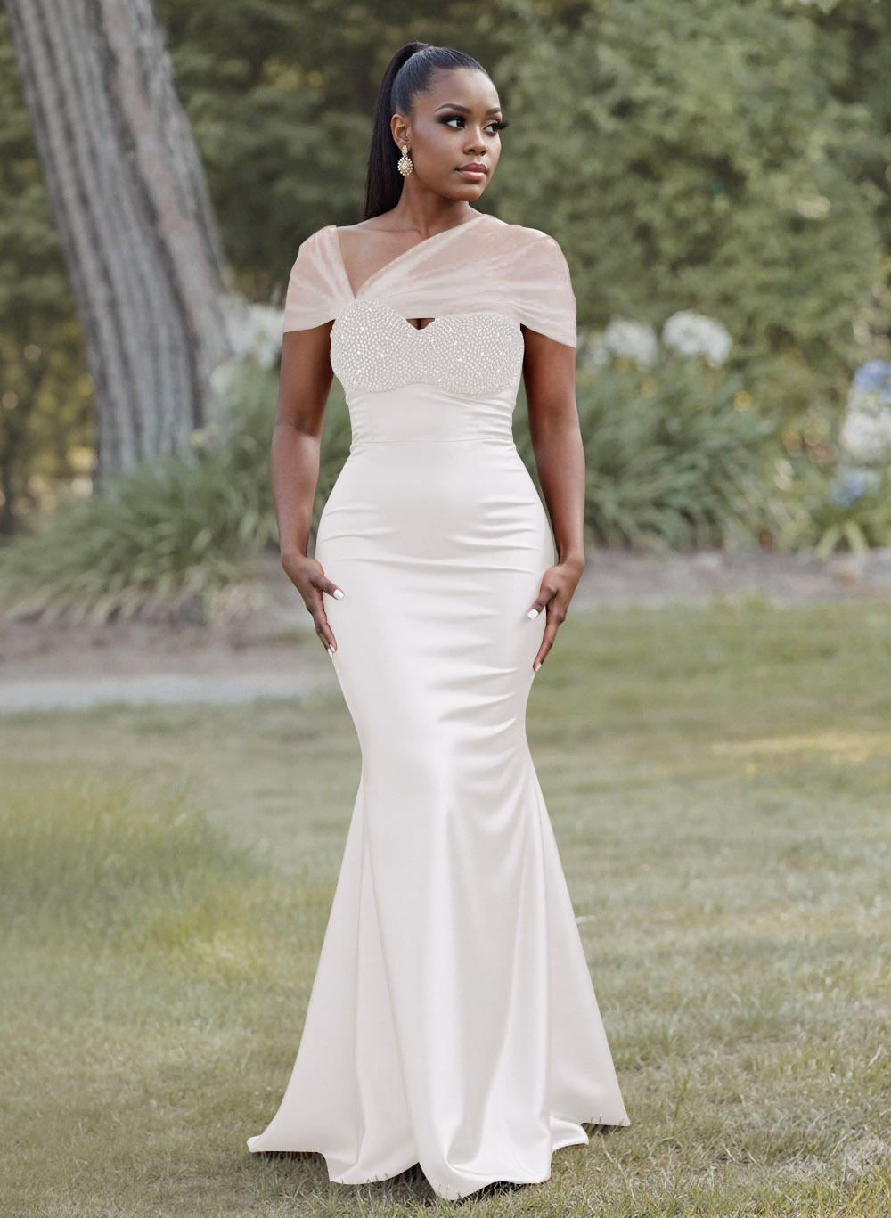 Elegant Trumpet/Mermaid Sweetheart Floor-Length Charmeuse Bridesmaid Dresses With Beading, product image 23
