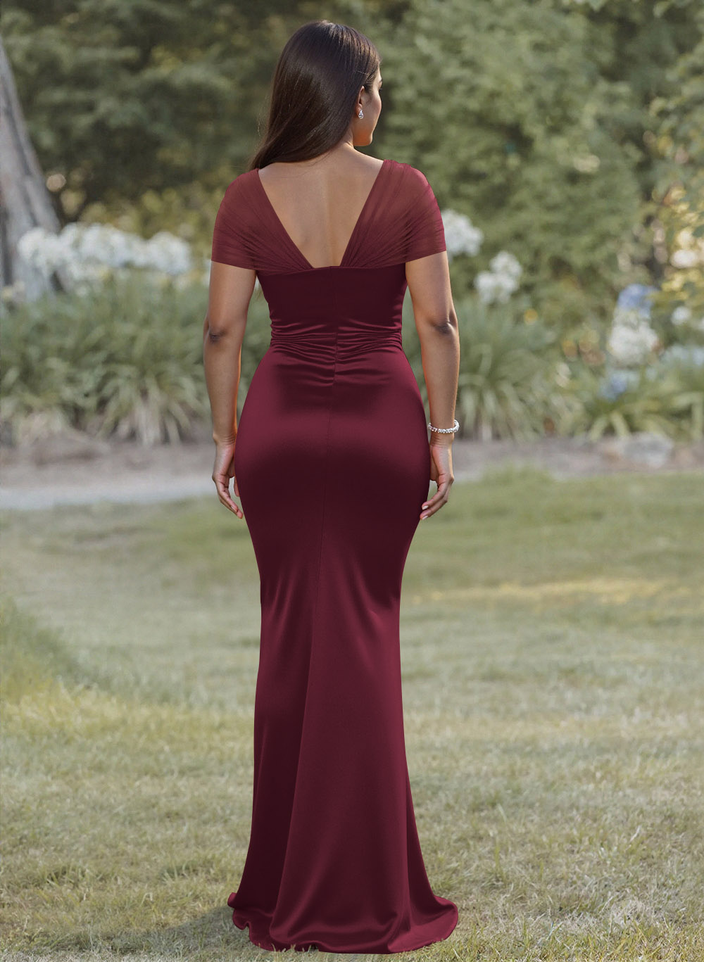 Elegant Trumpet/Mermaid Sweetheart Floor-Length Charmeuse Bridesmaid Dresses With Beading, product image 8