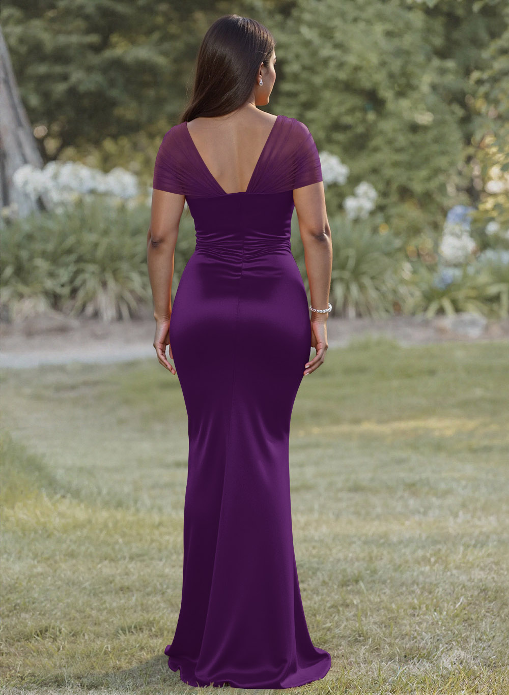 Elegant Trumpet/Mermaid Sweetheart Floor-Length Charmeuse Bridesmaid Dresses With Beading, product image 22