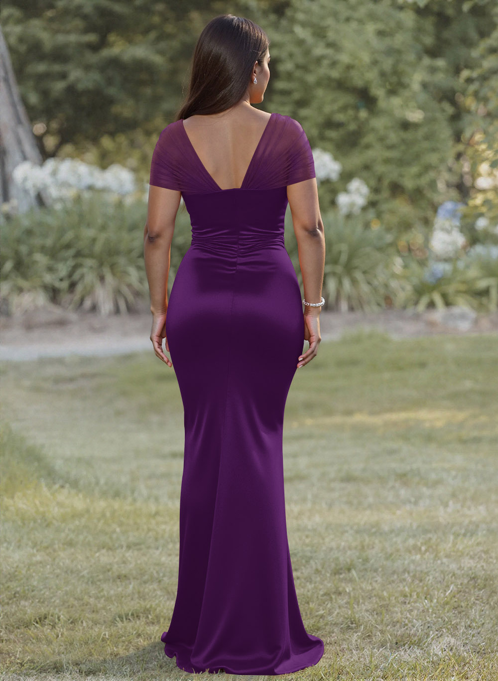 Elegant Trumpet/Mermaid Sweetheart Floor-Length Charmeuse Bridesmaid Dresses With Beading, product image 22