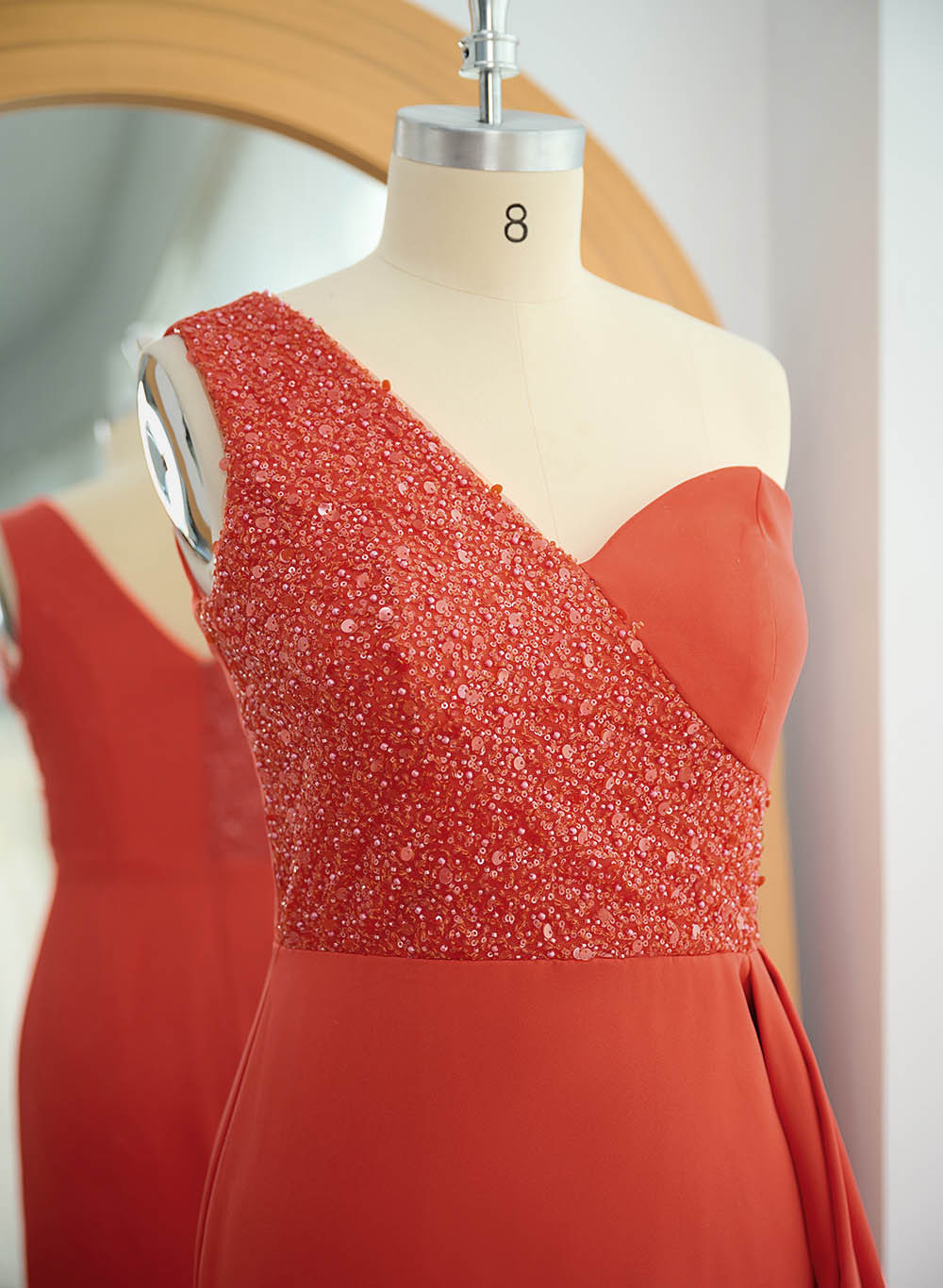 Sheath/Column One-Shoulder Elastic Satin Bridesmaid Dresses With Sequins, product image 52