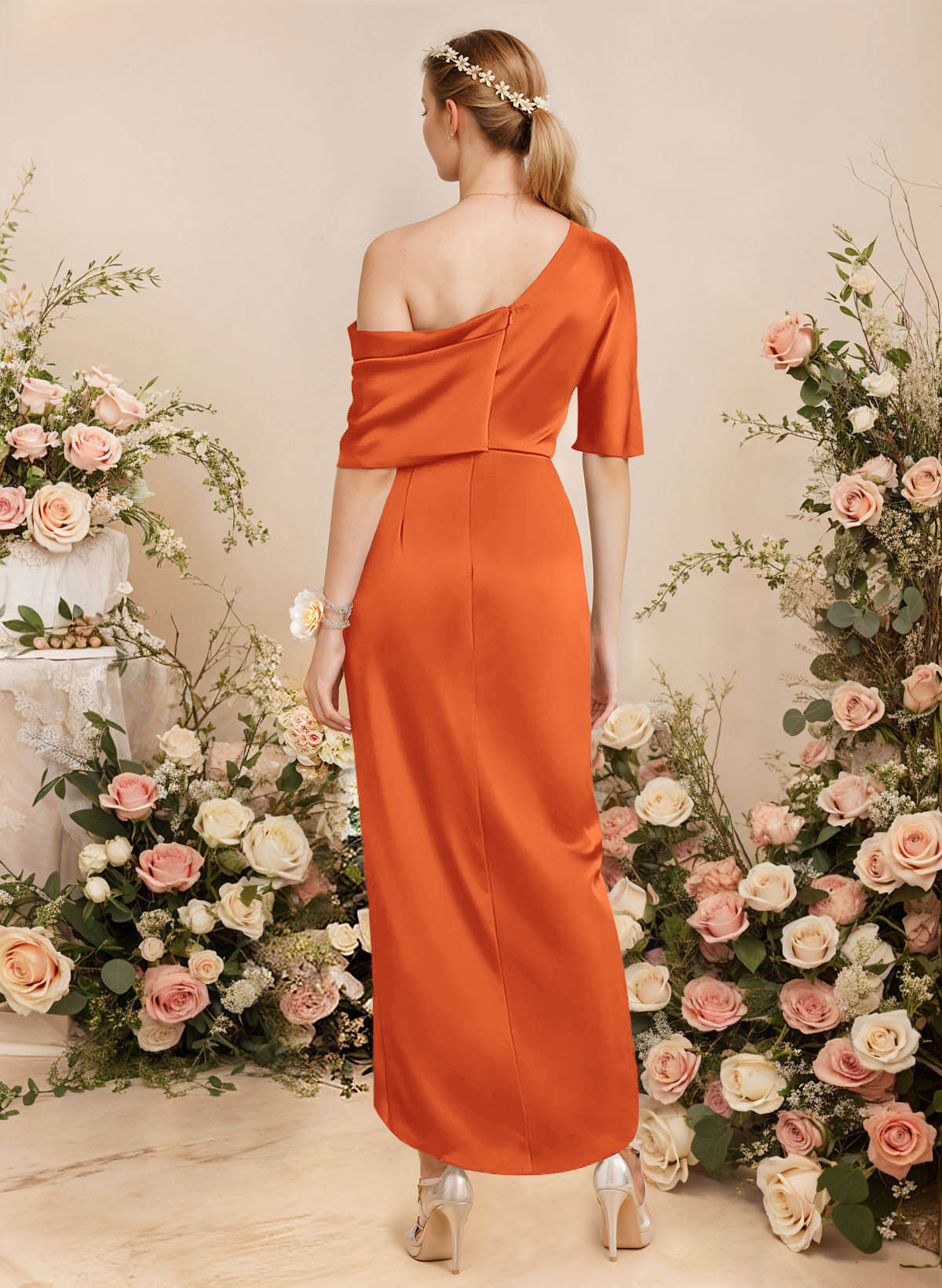 Sheath/Column Asymmetrical Sleeveless Satin Bridesmaid Dresses With Ruffle, product image 237