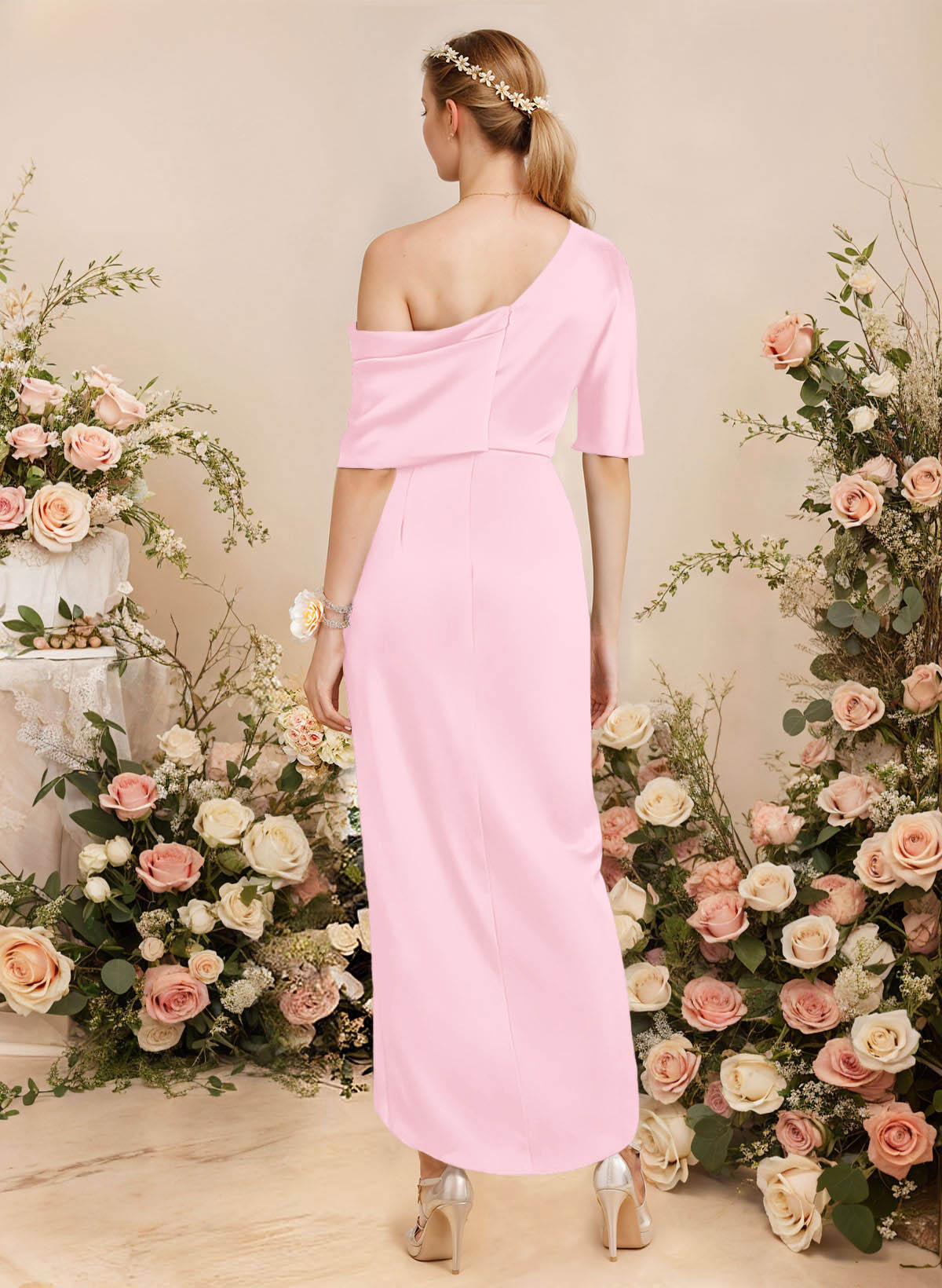 Sheath/Column Asymmetrical Sleeveless Satin Bridesmaid Dresses With Ruffle, product image 89