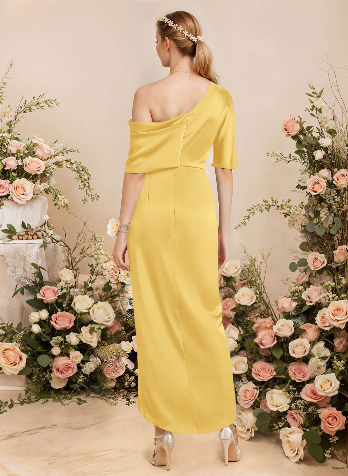 Sheath/Column Asymmetrical Sleeveless Satin Bridesmaid Dresses With Ruffle, product image 221