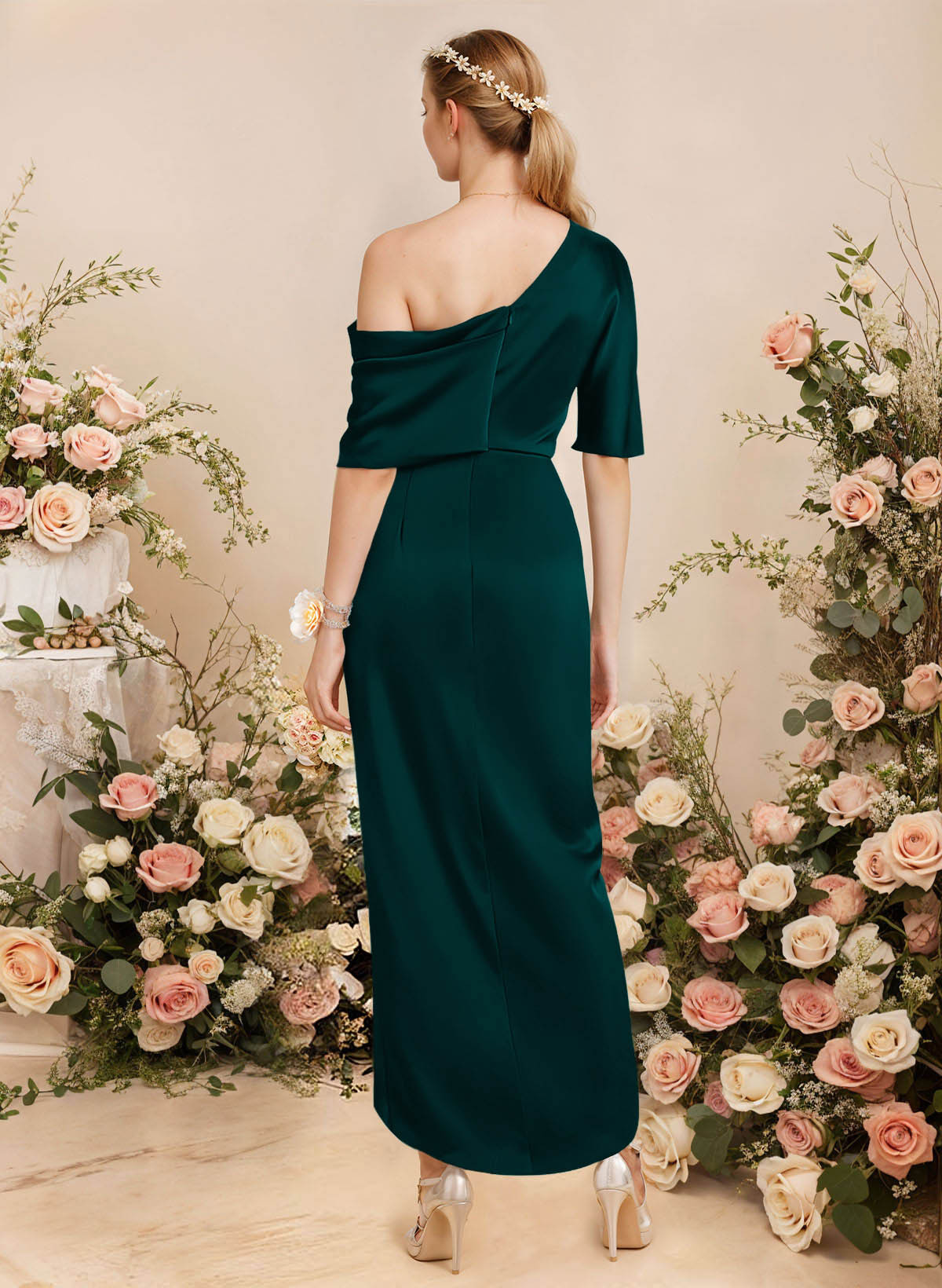 Sheath/Column Asymmetrical Sleeveless Satin Bridesmaid Dresses With Ruffle, product image 185