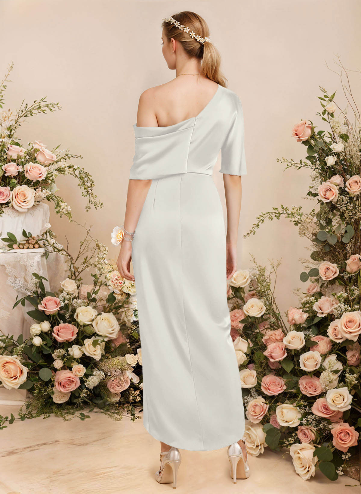 Sheath/Column Asymmetrical Sleeveless Satin Bridesmaid Dresses With Ruffle, product image 249