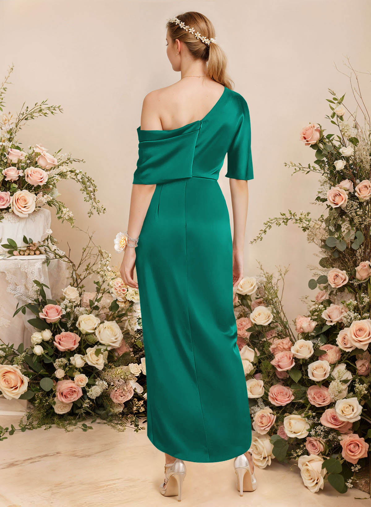 Sheath/Column Asymmetrical Sleeveless Satin Bridesmaid Dresses With Ruffle, product image 197