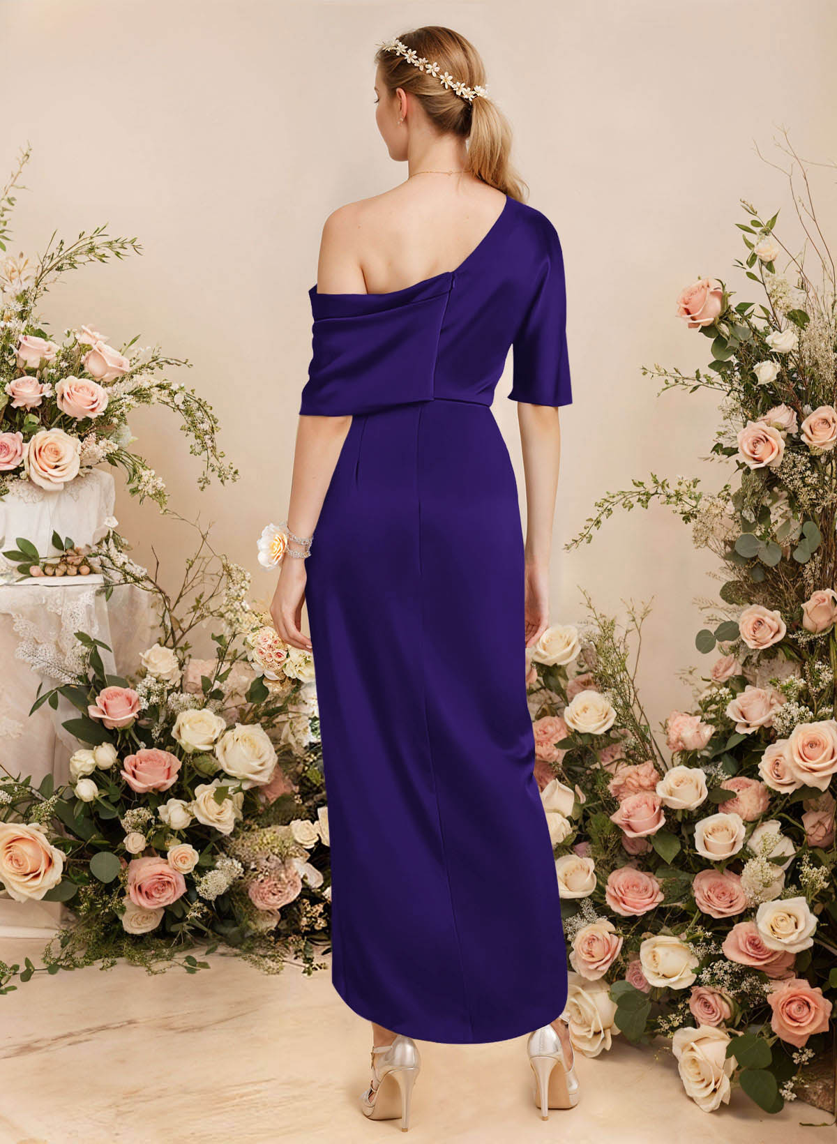 Sheath/Column Asymmetrical Sleeveless Satin Bridesmaid Dresses With Ruffle, product image 125