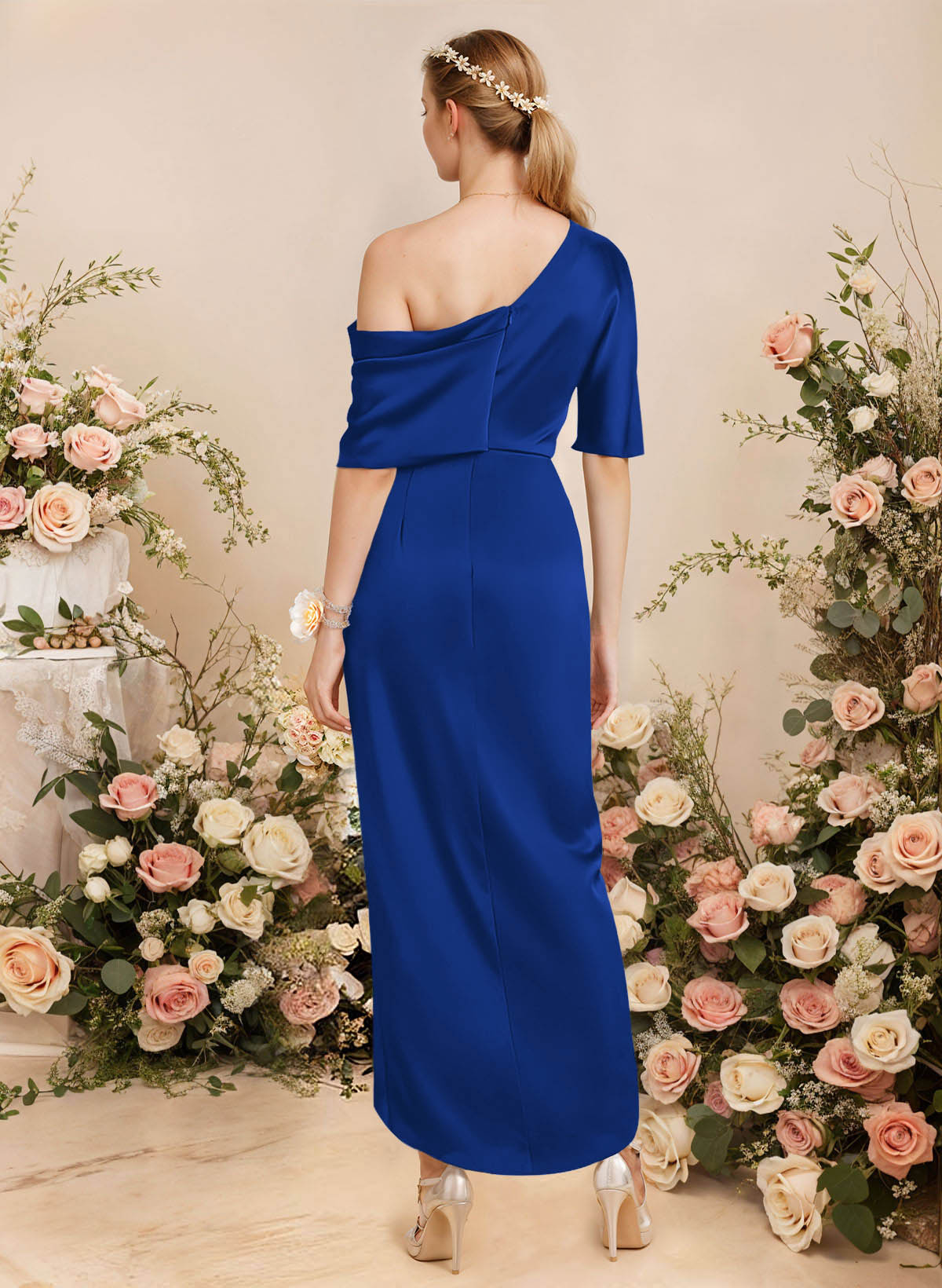 Sheath/Column Asymmetrical Sleeveless Satin Bridesmaid Dresses With Ruffle, product image 21
