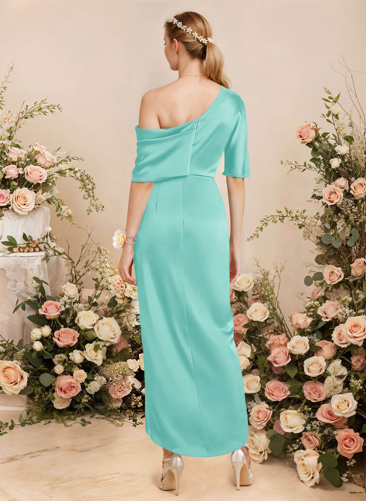 Sheath/Column Asymmetrical Sleeveless Satin Bridesmaid Dresses With Ruffle, product image 209