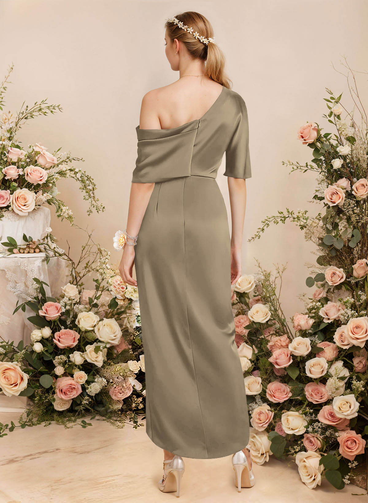 Sheath/Column Asymmetrical Sleeveless Satin Bridesmaid Dresses With Ruffle, product image 213