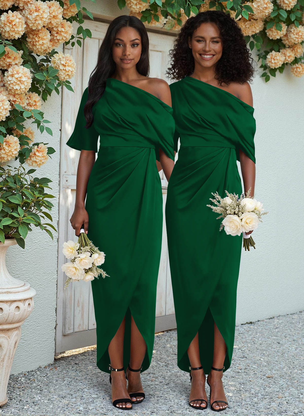 Sheath/Column Asymmetrical Sleeveless Satin Bridesmaid Dresses With Ruffle, product image 190