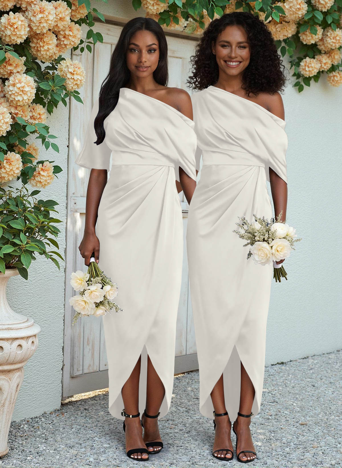 Sheath/Column Asymmetrical Sleeveless Satin Bridesmaid Dresses With Ruffle, product image 246