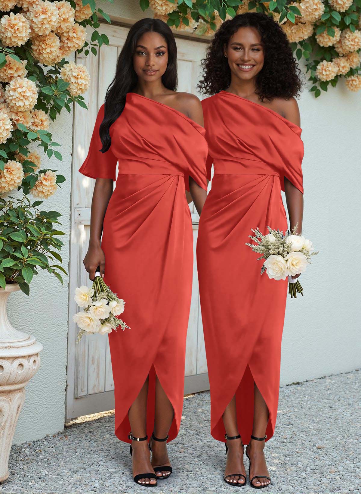 Sheath/Column Asymmetrical Sleeveless Satin Bridesmaid Dresses With Ruffle, product image 238