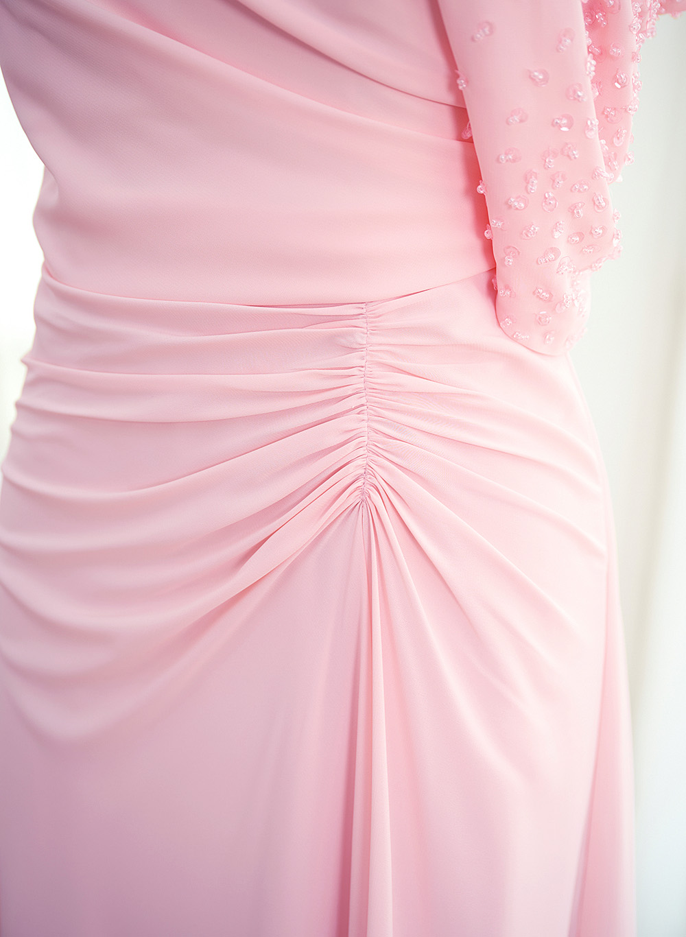 Elegant One-Shoulder Short Sleeves Tea-Length Stretch Chiffon Mother Of The Bride Dresses