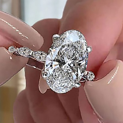 5CT Oval & Marquise Cut Moissanite Engagement Ring In Sterling Silver