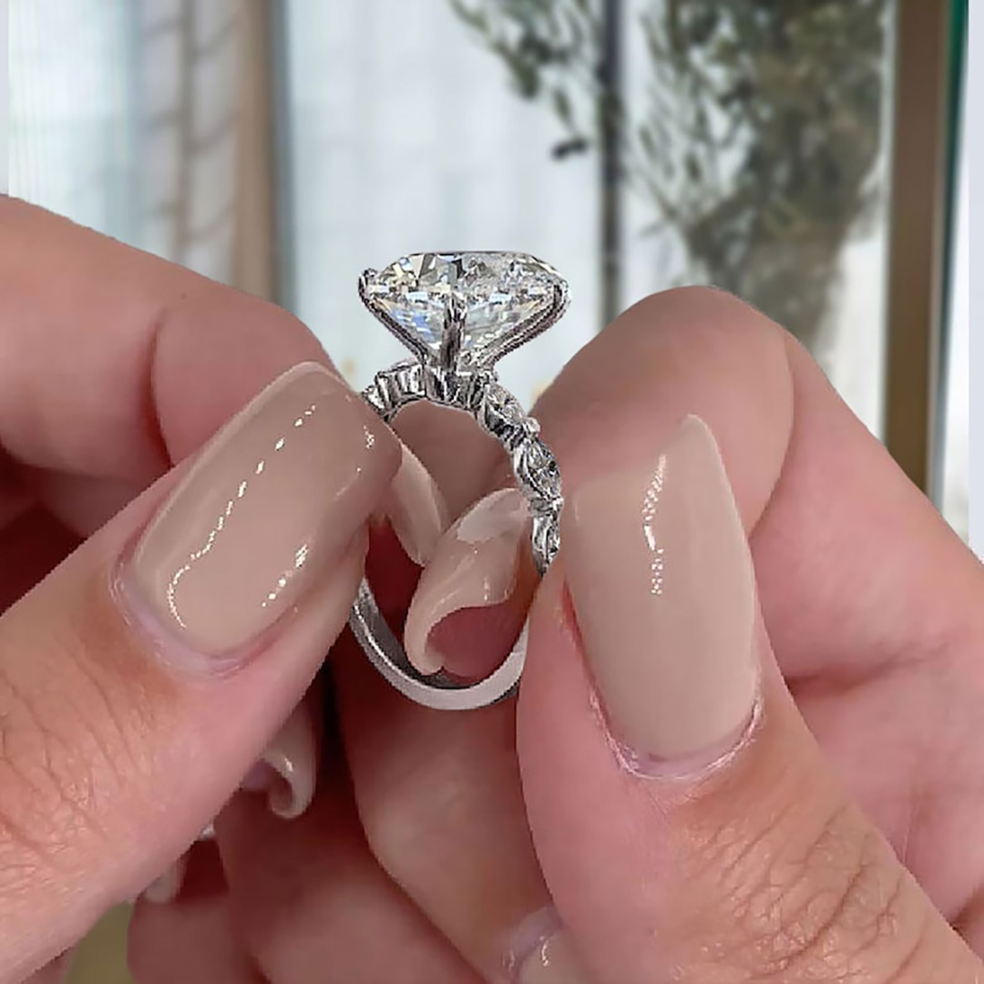 5CT Oval & Marquise Cut Moissanite Engagement Ring In Sterling Silver