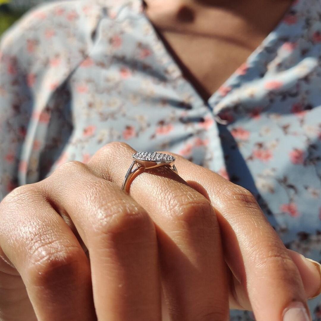 0.77CT Colorless Round Moissanite Oval Shaped Cluster Engagement Ring In Sterling Silver