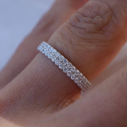 Moissanite Wedding Bands In Sterling Silver