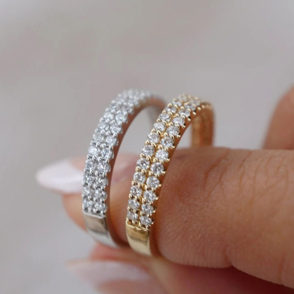Moissanite Wedding Bands In Sterling Silver