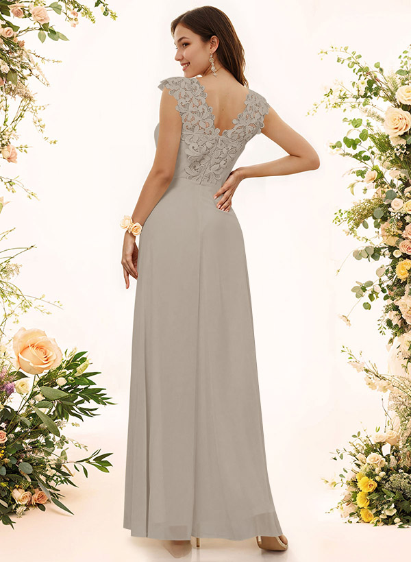 Sheath Sweetheart Sleeveless Floor-Length Chiffon Bridesmaid Dresses With Lace, product image 192