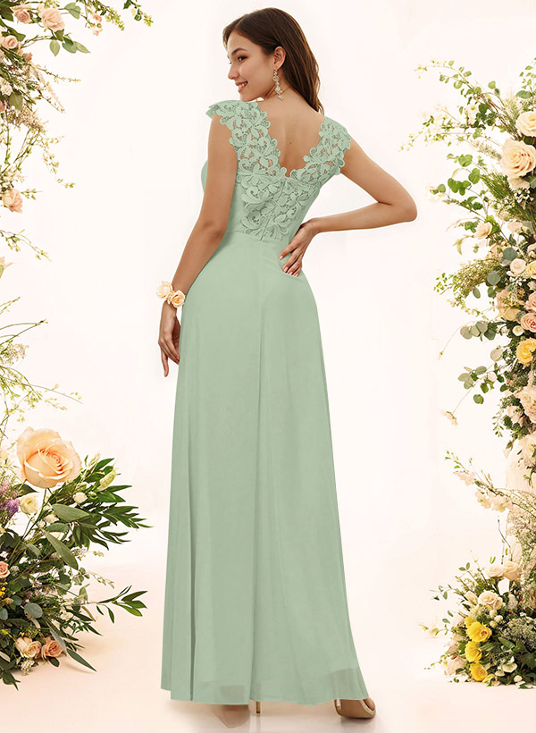 Sheath Sweetheart Sleeveless Floor-Length Chiffon Bridesmaid Dresses With Lace, product image 141