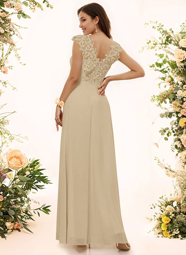 Sheath Sweetheart Sleeveless Floor-Length Chiffon Bridesmaid Dresses With Lace, product image 153