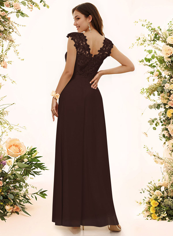Sheath Sweetheart Sleeveless Floor-Length Chiffon Bridesmaid Dresses With Lace, product image 171