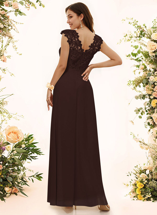 Sheath Sweetheart Sleeveless Floor-Length Chiffon Bridesmaid Dresses With Lace, product image 171