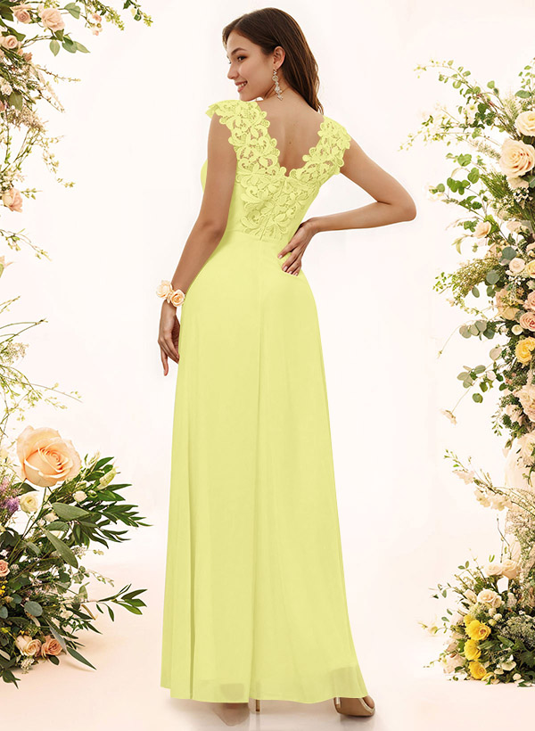 Sheath Sweetheart Sleeveless Floor-Length Chiffon Bridesmaid Dresses With Lace, product image 159
