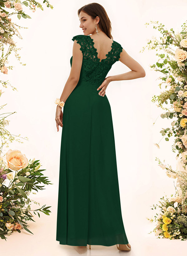 Sheath Sweetheart Sleeveless Floor-Length Chiffon Bridesmaid Dresses With Lace, product image 129