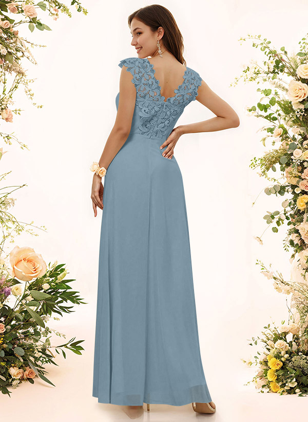 Sheath Sweetheart Sleeveless Floor-Length Chiffon Bridesmaid Dresses With Lace, product image 12