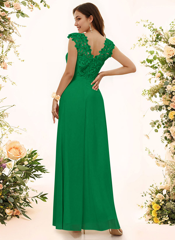 Sheath Sweetheart Sleeveless Floor-Length Chiffon Bridesmaid Dresses With Lace, product image 201