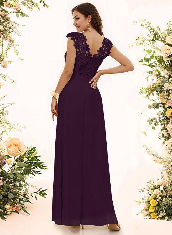 Sheath Sweetheart Sleeveless Floor-Length Chiffon Bridesmaid Dresses With Lace, product image 114