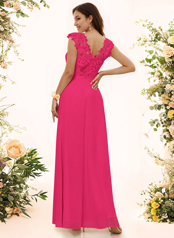 Sheath Sweetheart Sleeveless Floor-Length Chiffon Bridesmaid Dresses With Lace, product image 120