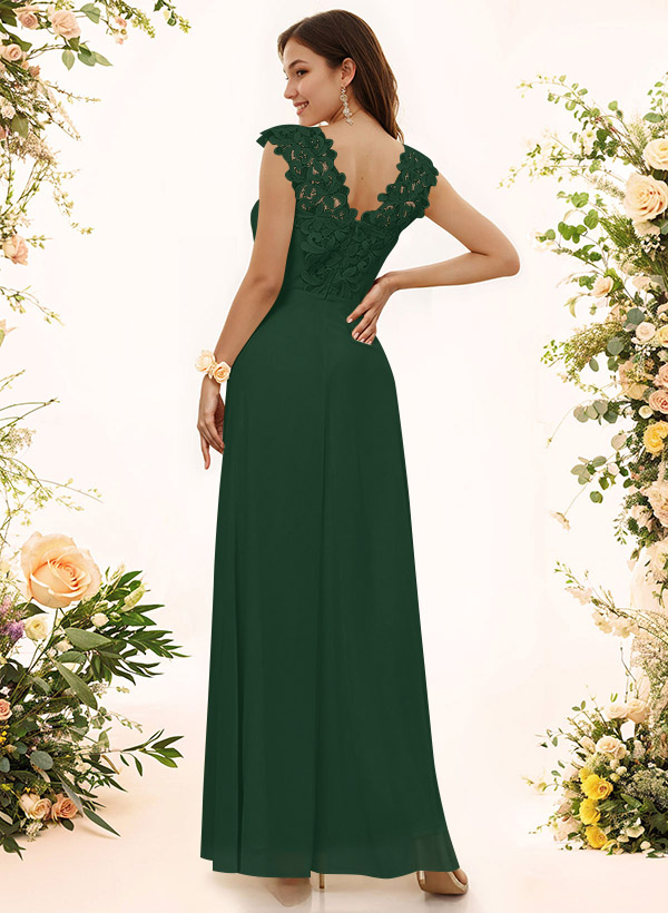 Sheath Sweetheart Sleeveless Floor-Length Chiffon Bridesmaid Dresses With Lace, product image 132