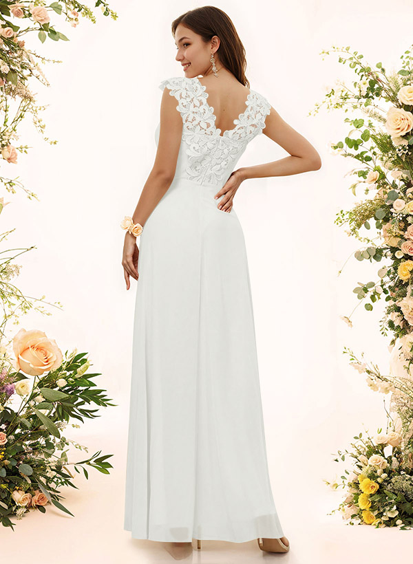 Sheath Sweetheart Sleeveless Floor-Length Chiffon Bridesmaid Dresses With Lace, product image 174