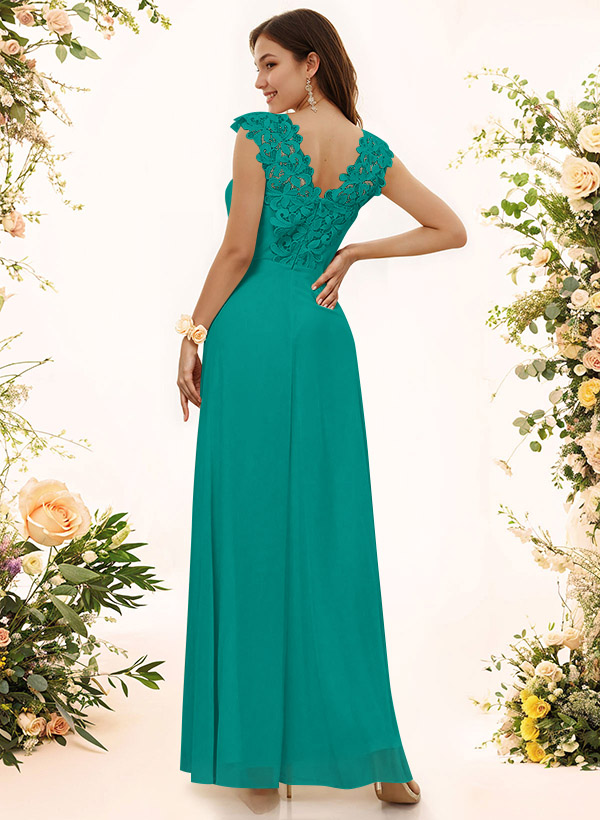 Sheath Sweetheart Sleeveless Floor-Length Chiffon Bridesmaid Dresses With Lace, product image 138