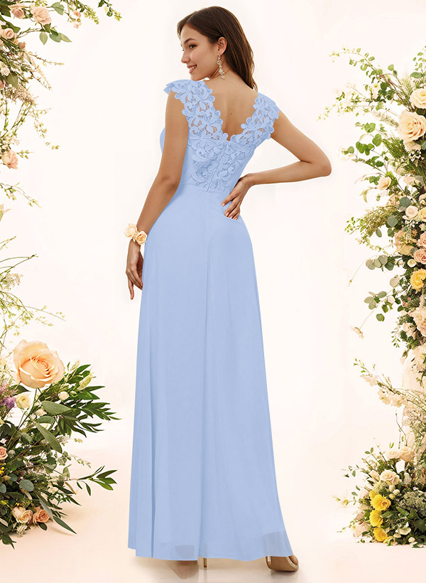 Sheath Sweetheart Sleeveless Floor-Length Chiffon Bridesmaid Dresses With Lace, product image 105