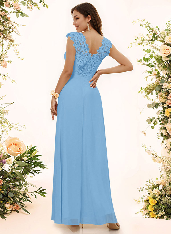 Sheath Sweetheart Sleeveless Floor-Length Chiffon Bridesmaid Dresses With Lace, product image 33