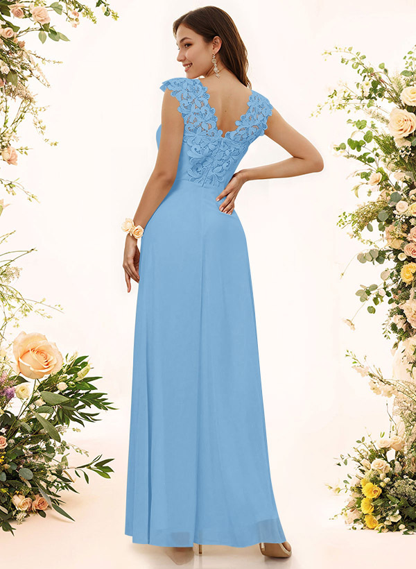 Sheath Sweetheart Sleeveless Floor-Length Chiffon Bridesmaid Dresses With Lace, product image 33