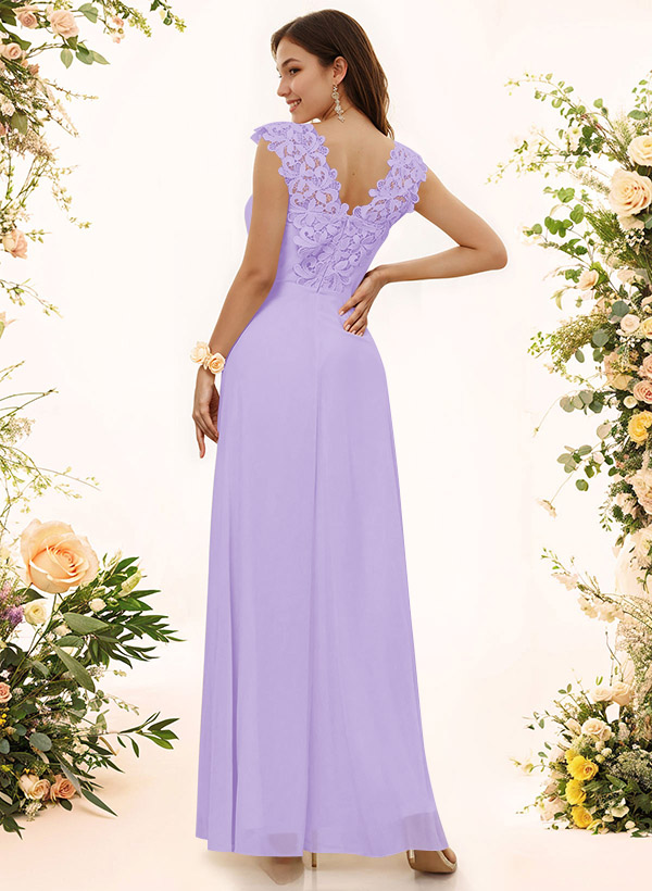 Sheath Sweetheart Sleeveless Floor-Length Chiffon Bridesmaid Dresses With Lace, product image 102
