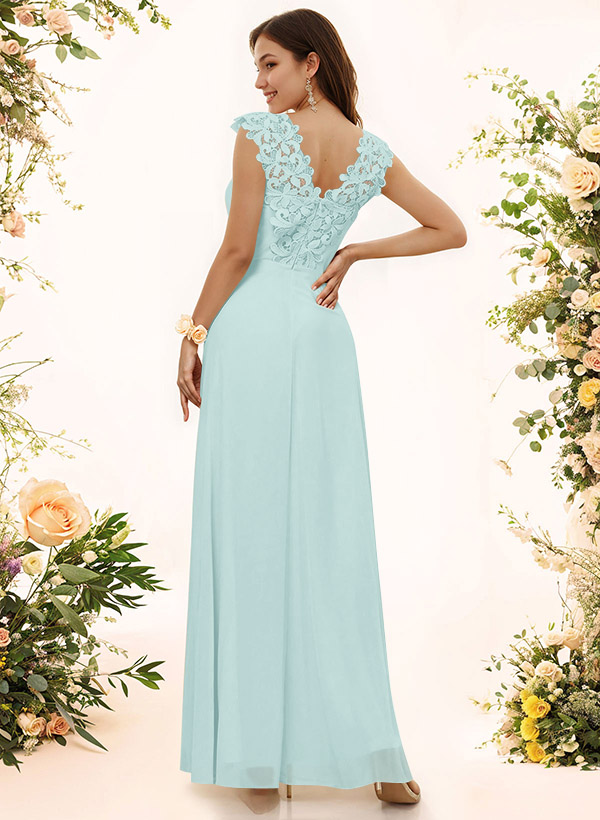 Sheath Sweetheart Sleeveless Floor-Length Chiffon Bridesmaid Dresses With Lace, product image 39