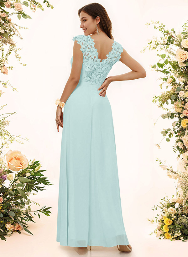 Sheath Sweetheart Sleeveless Floor-Length Chiffon Bridesmaid Dresses With Lace, product image 39