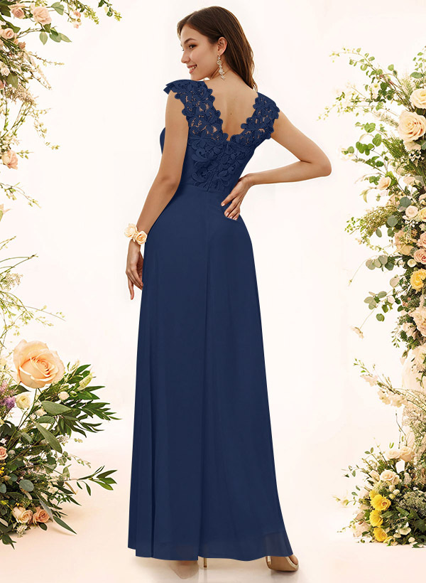 Sheath Sweetheart Sleeveless Floor-Length Chiffon Bridesmaid Dresses With Lace, product image 9